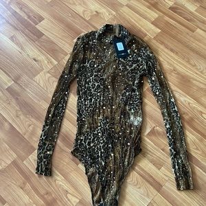 Mesh animal print bodysuit